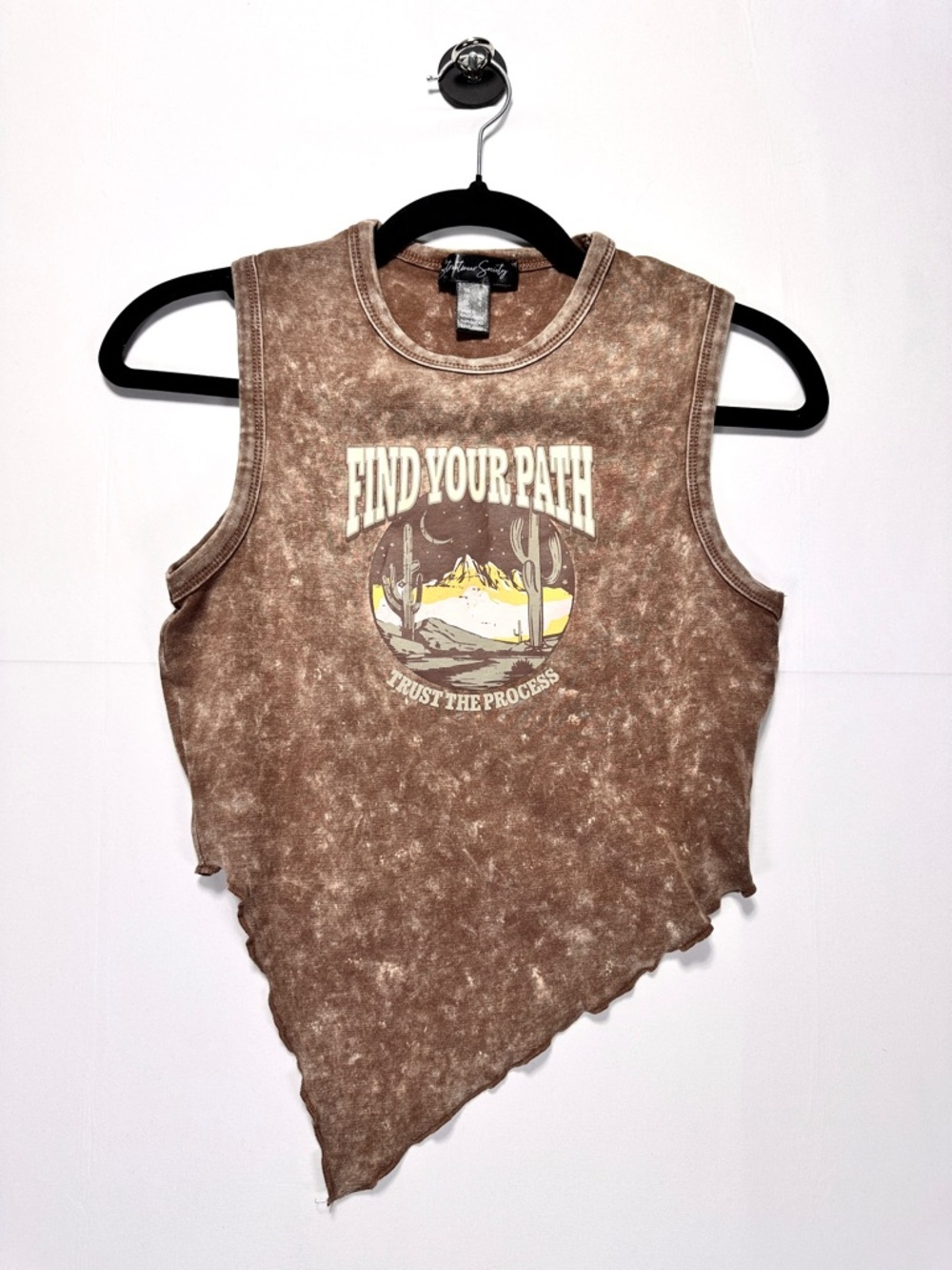 Streetwear Society Graphic Tank Top Brown Desert Print Festival Country Concert